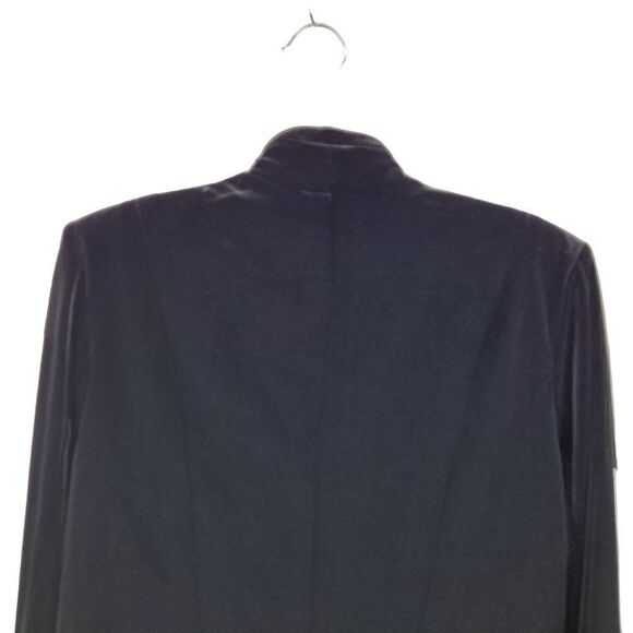 Vintage 80s Cardigan Formal Velour Ruffle Front Button Down Long Sleeve Black 16 - Picture 8 of 11